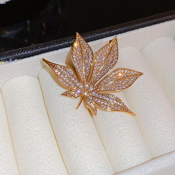 XSB112 - Golden Leaf Saree Brooch